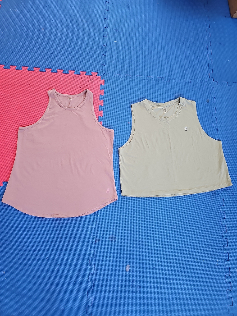 Beyond Yoga Pink & Cream Sleeveless Tank Duo